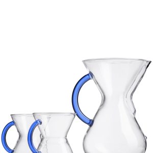 Six Cup Sapphire Glass Handle Set